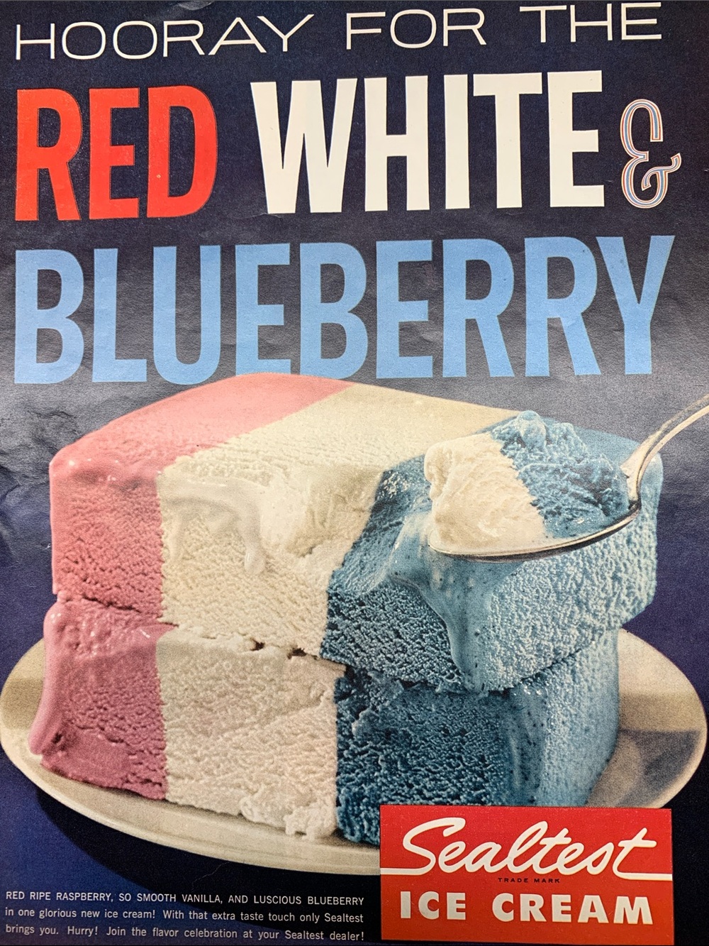 Vintage Sealtest Red White & Blueberry Ice Cream Ad Look Magazine May 9, 1961